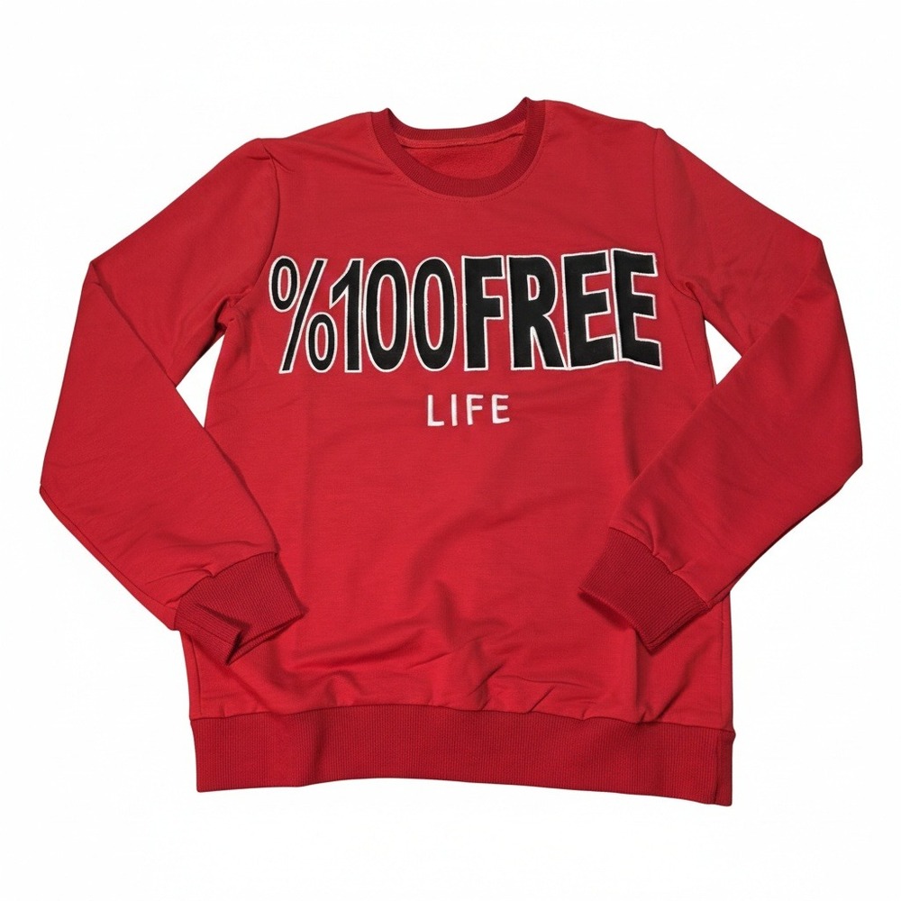 NEW SAW Clothing %100 FREE LIFE‎ Red Sweatshirt Mens Size M Artisan Crafted Crew